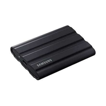 Samsung Portable SSD T7 Shield, 2 TB, USB 3.2 Gen.2, 1,050 MB/s read, 1,000 MB/s write, Robust external hard drive outdoor for Mac, PC, and smartphone, Black, MU-PE2T0S/EU