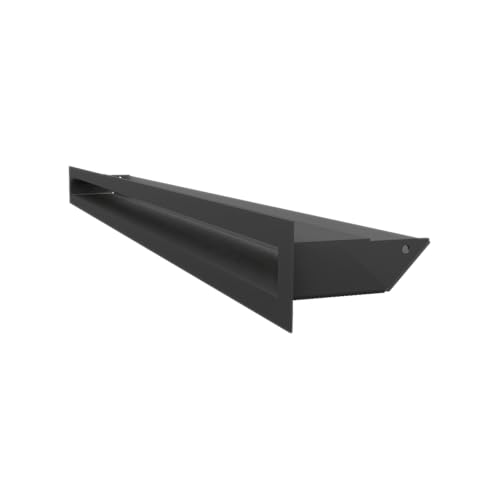 Short ventilation grille air | Warm air grille 6 x 80 cm | Black | Exhaust grille for fireplace ventilation | Air inlet at a 45-degree angle | Overheating resistant | Ideal for modern interiors.