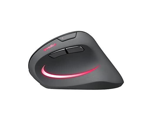 Speedlink PIAVO PRO RGB Vertical Mouse rechargeable - wireless quiet mouse ergonomic for right-handers, integrated battery, LED RGB lighting, adjustable up to 3200 dpi, black