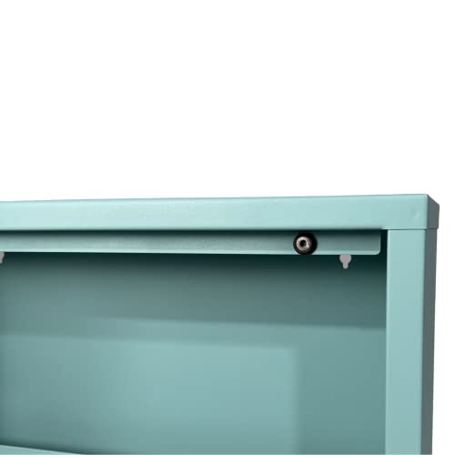 Alveon Narrow Shoe Cabinet Metal Shoe Rack with Magnetic Flaps Shoe Shelf Assembled and Wall-Mounted (Turquoise, 2 Flaps)