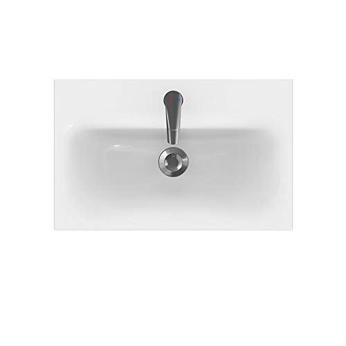 VBChome 24" Slim Grey Bathroom Furniture Set with Faucet and Pop-up Drain Basin with Vanity Cabinet Washbasin 2 Drawers Moduo Hanging Cabinet Click-clack
