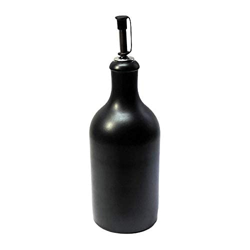 2 x Oil bottle oil dispenser 500 ml ceramic black with spout Made in Germany