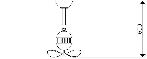 Innovative ceiling fan Toledo with wall switch, antique brass, walnut blades.