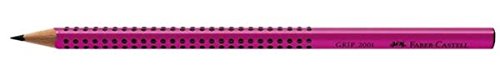 Faber-Castell Grip 2001 pencil in 6-pack, hardness: HB, barrel color: silver.