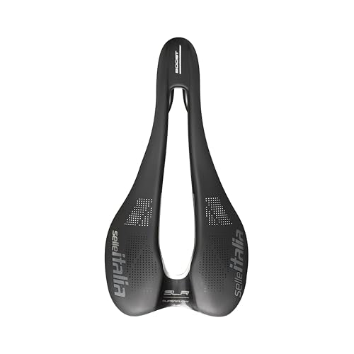 Selle Italia SLR Boost TM Superflow - Bicycle saddle with classic SLR design, comfortable gel road bike saddle and Superflow cutout, carbon fiber shell, 2.48L x 1.3W m