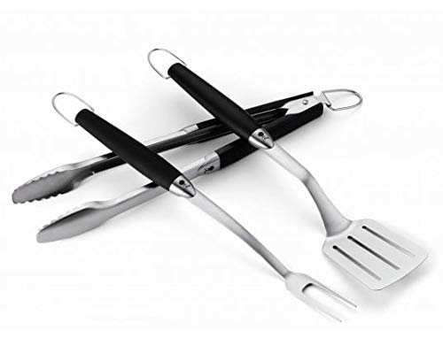 Weber-Stephen 6630 Grill Tool Set 3-piece, Stainless Steel, Black
