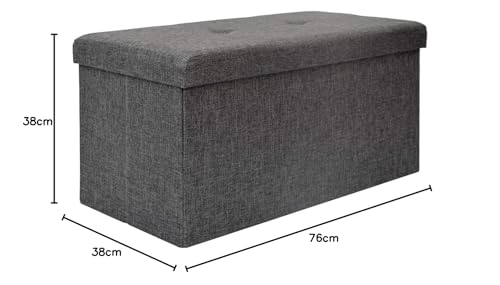 DuneDesign bench with 80L storage - 76x38x38 cm ottoman - Foldable seat chest with divider chest Dark grey