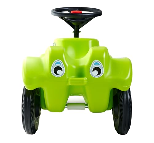 Big Bobby Car Classic Dino - Slide car for ages 1 and up in colorful dino design with black safety steering wheel and horn, for children from 12 months (up to 50 kg), green with stickers