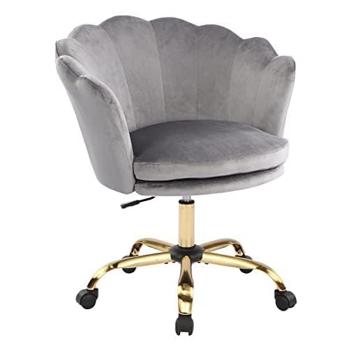 WOLMICS Office Chair Ergonomic, Desk Chair 150kg Velvet for Home Office, Height Adjustable Swivel Chair with Padded, Vanity Chair for Bedroom