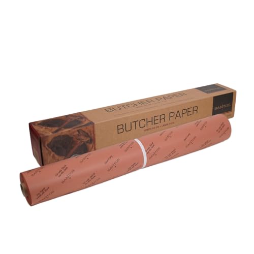 SANTOS original Pink Butcher Paper Roll - 60cm x 45m - sturdy & uncoated butcher paper - perfect for long cooking jobs, smoking, and low and slow grilling