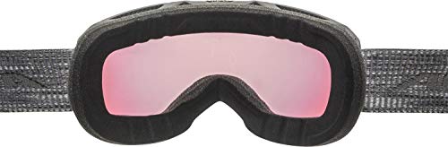 ALPINA PHEOS S QV - Mirrored, self-tinting & contrast-enhancing ski goggles with 100% UV protection for adults, grey, one size