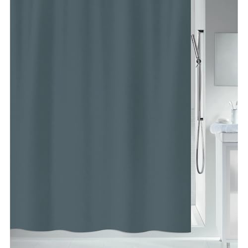 Spirella Mold Shower Curtain - Anti-Bacterial, Washable, Waterproof Polyester, "Primo" 180x180cm Anthracite, Grey, 180 x 180 cm