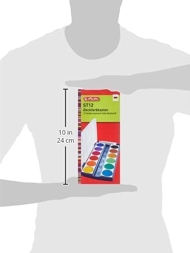 Herlitz 10116655 School paint or opaque watercolor set, 12 colors including opaque white (school paint + 12 brushes)