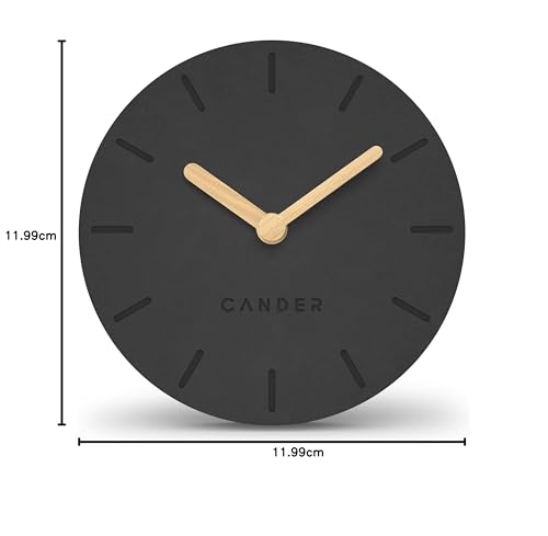 Cander Berlin MNU 2612 S tabletop clock silent without ticking 12 cm analog battery operated vintage modern grey MDF