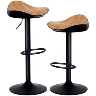 Kidol & Shellder Bar Stool Set of 2 360° Swivel and Height Adjustable Modern Kitchen Counter Hydraulic Armless Wood Grain...