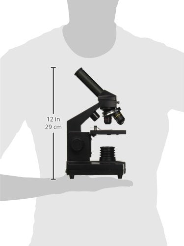 National Geographic 40-1280x microscope with incident/transmitted light illumination, smartphone holder, and extensive accessories for beginners in microscopy, black