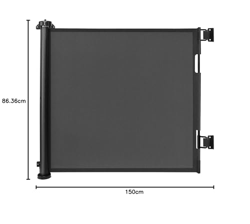 Stair gate Door gate Retractable 0-150 cm,Baby safety gate Stair guard for children,Cats and dogs,Suitable for indoor outdoor use (Black-150CM)