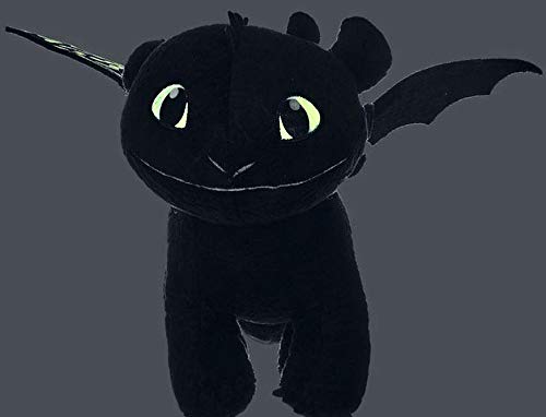 Petoske Toothless Night Fury 40cm How To Train Your Dragon 3 black plush from the movie "How To Train Your Dragon 3". Original, glows in the dark.