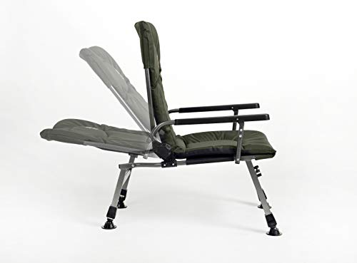 Carp fishing chair camping chair F5R ST/P Deluxe carp angler camping chair with extra height and table fishing rod holder, polyester