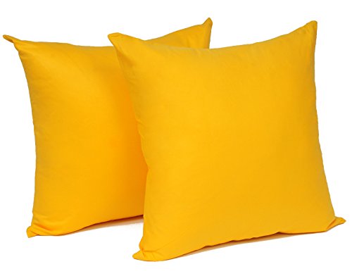 WOLTU® 8X Pillowcase Cushion Cover 100% Cotton with Zipper, 8 Pack Sofa Cushion Decorative Pillow Case Cover, 60x60 cm, Yellow