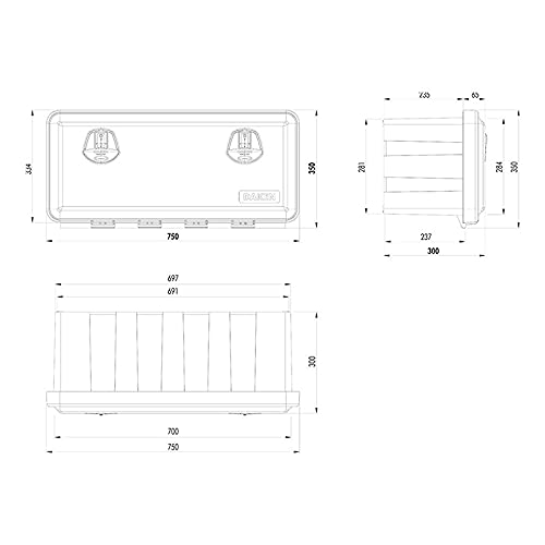 DAKEN JUST 750-R truck tool box 750 x 350 x 300 mm