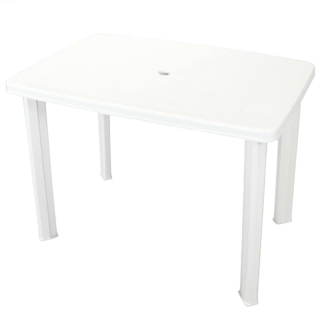 vidaXL garden table with umbrella hole weather resistant dining table camping table patio table garden furniture white 101x68x72cm plastic