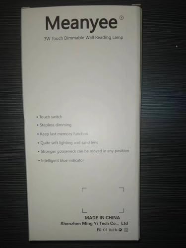 Meanyee touch switch stepless dimmable flexible gooseneck reading lamp wall mounted wall lamp bedside lamp eye care with dim blue LED display