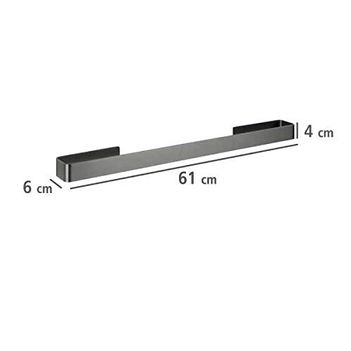 WENKO Montella towel holder, mounting with Strip-it special adhesive pad, 61 x 4 x 6 cm, Anthracite
