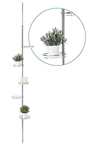 Telescopic Flower Rack (4 Levels) - Telescopic Flower Stand (vertical) made of metal and glass, outdoor flower ladder, metal flower stairs, plant stand for garden or balcony flower shelf.