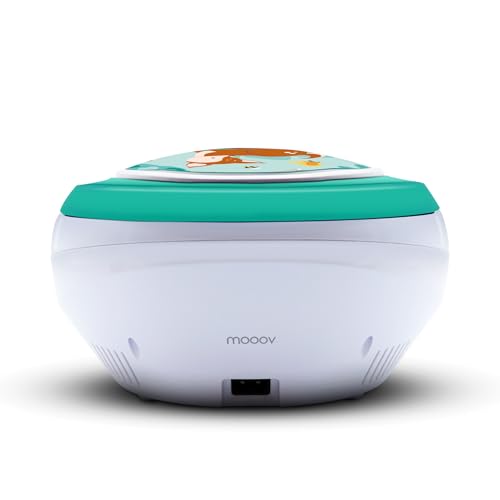 mooov 477147 CD player for kids with speakers, USB, headphone jack, AUX-IN port - Boombox CD player portable - AC or battery powered - Forest model - Green/White