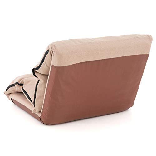 Nexos Trading Floor Chair with Cushion - foldable washable adjustable backrest Sleep function - 52x65x60 cm khaki
