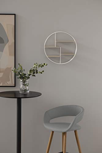 AC Design Furniture Nadine Round Metal Wall Shelf White with 4 Shelves, Small Wall Decor, White Floating Shelf, Hanging Shelf in Industrial Style, Ø: 10 x H: 45 cm, 72166