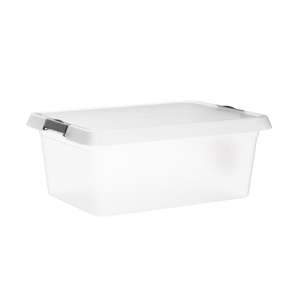 ATHLON TOOLS 4x 12.5 L storage boxes with lids, food-safe - closure clips - 100% virgin material plastic box transparent - stackable clothing boxes...