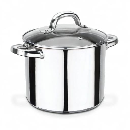 GSW 990196 Montreal Vegetable Pot with Glass Lid 22cm / approx. 6.8 liters, stainless steel, silver, 22 cm, 2