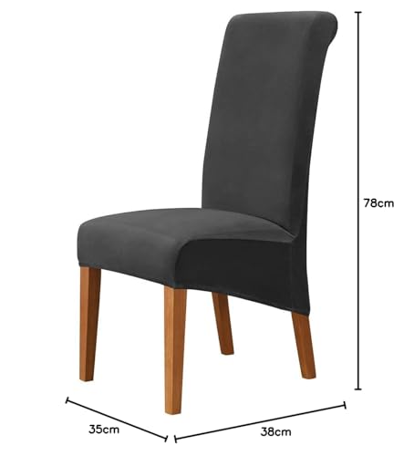 Ruucy Chair Covers Velvet XL 4 Pack, Stretch Chair Cover for Dining Chairs, Washable Armchair Cover Universal Chair Slipcover for Dining Room, Hotel, Banquet, Wedding, Party (Black)