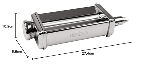 AEG Pasta Roller for kitchen machines (Ideal for homemade lasagna, cannelloni, and ravioli, adjustable pasta thickness, compatible with AEG UltraMix KM4000, KM4400, KM54WR, stainless steel), AUMPR