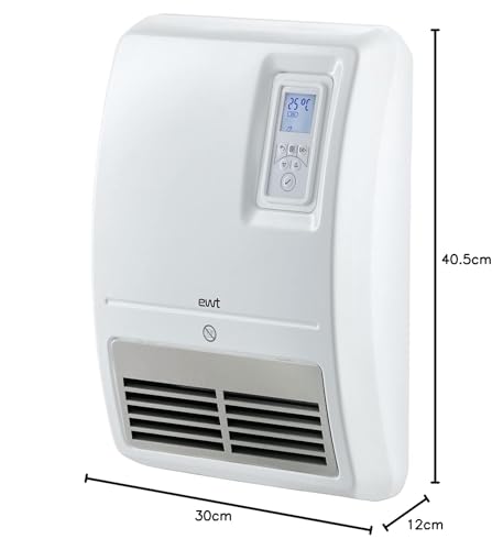 EWT Bathroom Quick Heater Future, efficient wall-mounted heating device, including thermostat with return timer & adaptive start function, 2000 W heating power, White