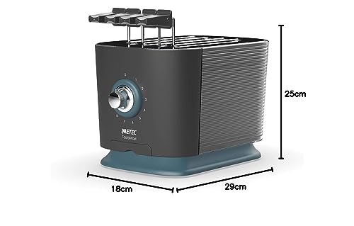 Imetec TostaMaxi Toaster, 2 extra-large slots and openable tongs for thick toast, 10 browning levels, timer with automatic shut-off, crumb tray, 600W.