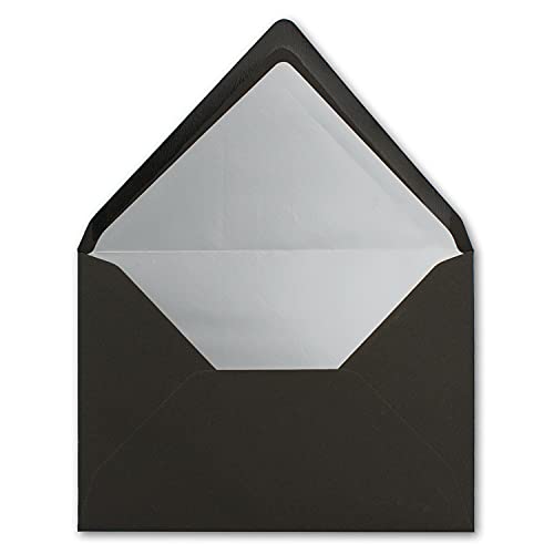 50 metallic silver lined envelopes, size C5 (157 x 225 mm), black color - wet adhesive with pointed flap - ColorsFroh by GUSTAV NEUSER.