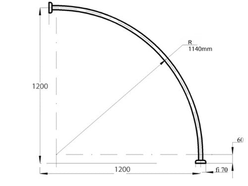 Ekershop aluminum one-piece shower curtain rod curved rod 120x120 chrome/silver plated oval rod corner shower rod oval rod