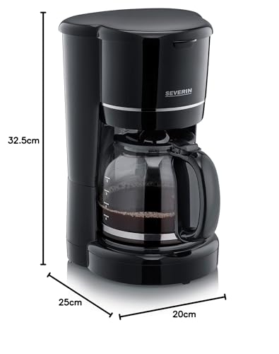 SEVERIN drip coffee maker with glass carafe, coffee machine for up to 10 cups, filter machine with glass carafe and permanent filter, black, KA 4320