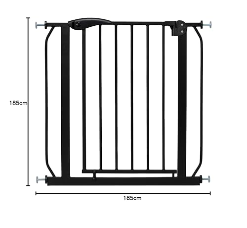 ib style Berrin XXL stair gate 85-185cm, No drilling required, Baby safety gate, Pet gate, Black, 85-95 cm