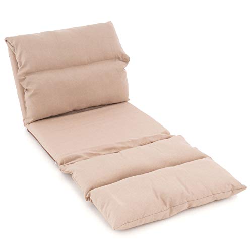 Nexos Trading Floor Chair with Cushion - foldable washable adjustable backrest Sleep function - 52x65x60 cm khaki