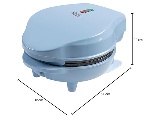 Bestron Mini Waffle Iron for classic waffles, small waffle maker with non-stick coating, perfect for kids' birthdays, family gatherings, Easter or Christmas, retro design, 550 watts, color: Blue.
