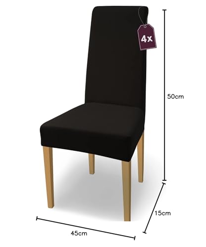 SCHEFFLER-Home Natalie Stretch Chair Covers Cotton/ Chair Covers Black/ Chair Cover Set of 4/ Chair Cover for Swing Chairs washable/ elegant Stretch Chair Cover High Backrest.