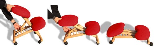 Cinius Ergonomic Chair Orthopedic Kneeling Chair Computer Stool Knee Support Fabric Natural/Red Color