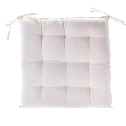 Ethereal seat cushion 40x40 cm for indoor & outdoor use - chair cushion set with ties, seat pads chair cushions 40x40 2-pack - natural