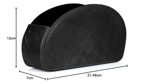London Remote Control Holder with 5 pockets - space for DVD, Blu-Ray, TV, or Apple TV remotes - Italian genuine leather with suede lining - slim compact for living room storage.