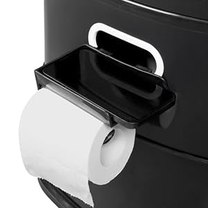 Bonnlo Portable Camping Toilet, Removable Inner Bucket Mobile Toilet with Seat, Lid, and Toilet Paper Holder, for Camping (Black)