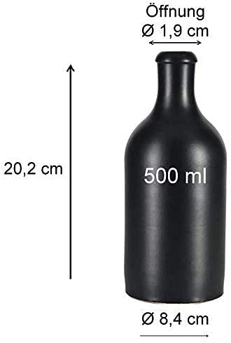 2 x Oil bottle oil dispenser 500 ml ceramic black with spout Made in Germany